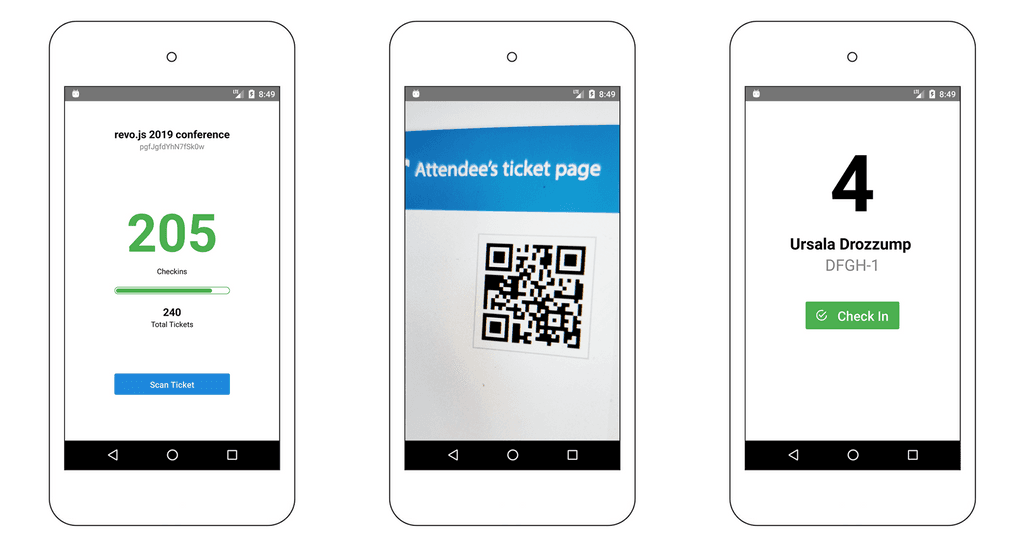Using our app to scan and checkin an attendee